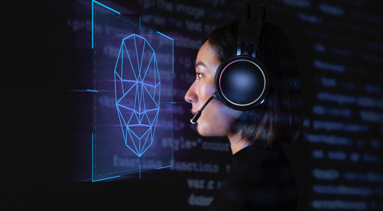 female-programmer-scanning-her-face-with-biometric-security-technology-virtual-screen-digital-remix